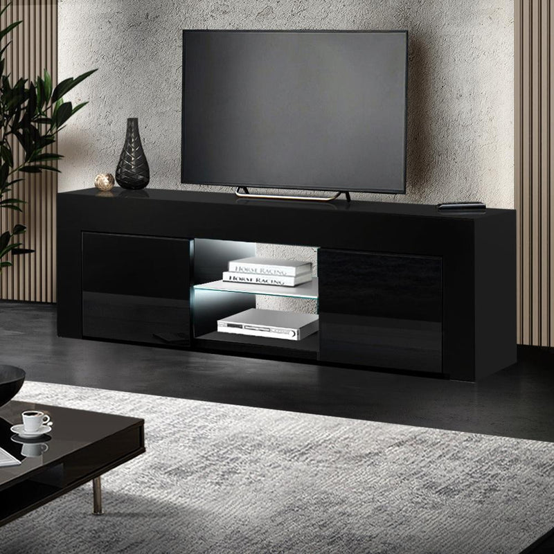 Artiss 130cm RGB LED TV Cabinet Stand Entertainment Unit Gloss Furniture Black Payday Deals