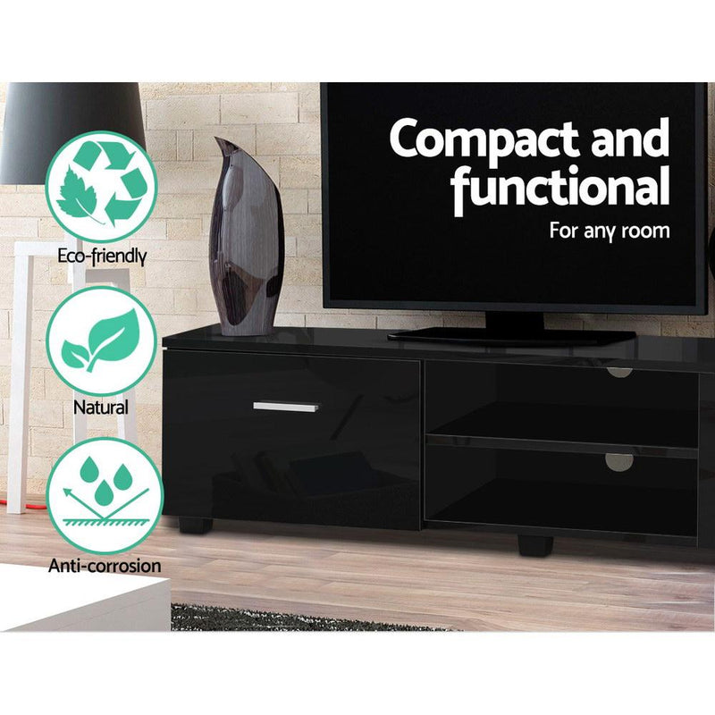 Artiss 140cm High Gloss TV Cabinet Stand Entertainment Unit Storage Shelf Black Payday Deals