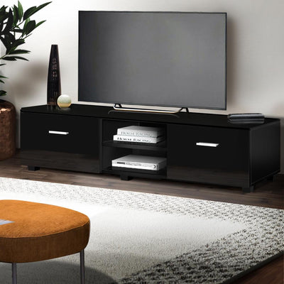 Artiss 140cm High Gloss TV Cabinet Stand Entertainment Unit Storage Shelf Black Payday Deals