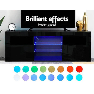 Artiss 145cm RGB LED TV Cabinet Entertainment Unit Stand Gloss Furniture Black Payday Deals