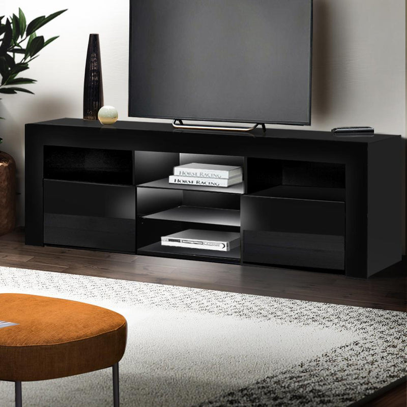 Artiss 145cm RGB LED TV Cabinet Entertainment Unit Stand Gloss Furniture Black Payday Deals