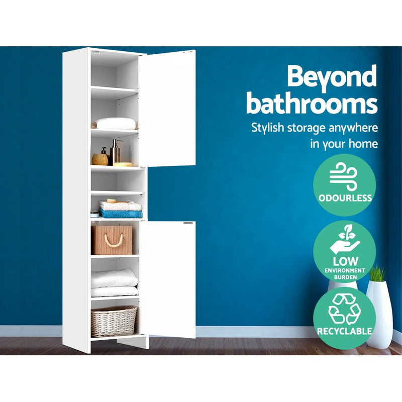 Artiss 185cm Bathroom Tallboy Toilet Storage Cabinet Laundry Cupboard Adjustable Shelf White Payday Deals