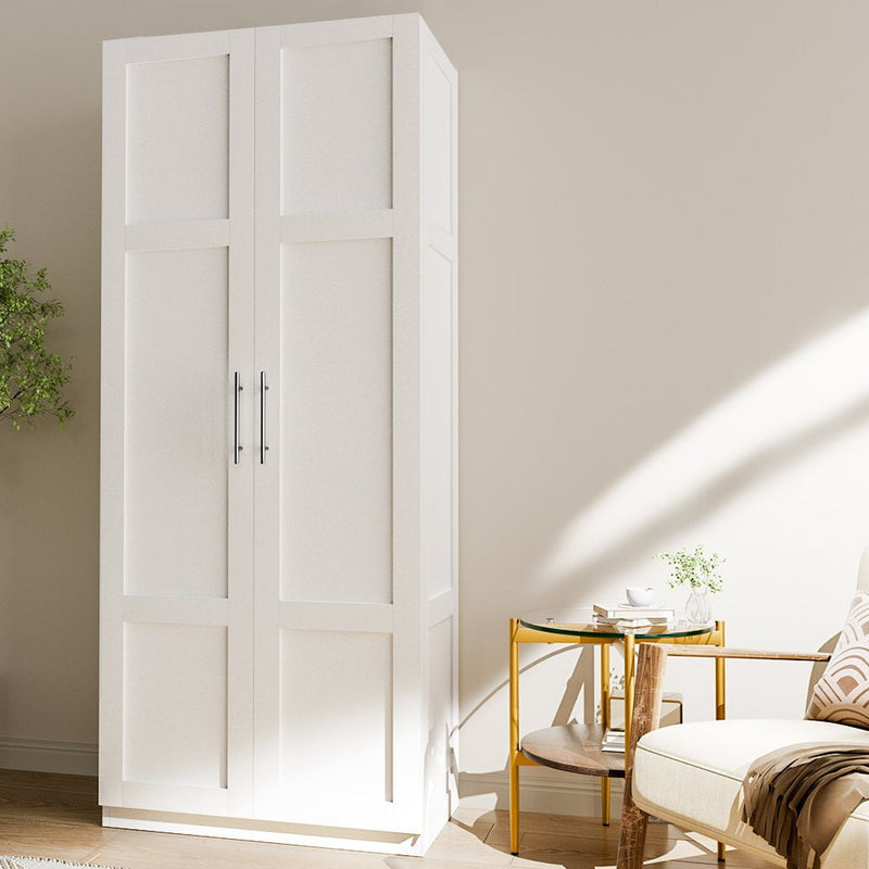 Artiss 2 Door Wardrobe Bedroom Cupboard Closet Storage Cabinet Organiser White Payday Deals