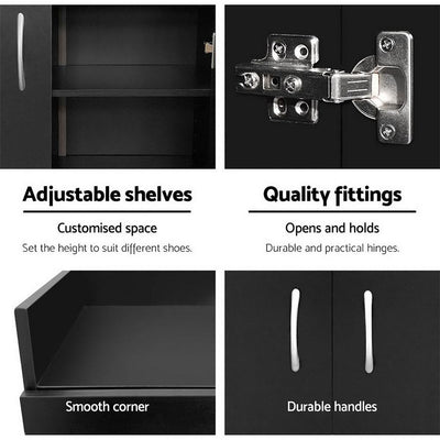 Artiss 2 Doors Shoe Cabinet Storage Cupboard - Black Payday Deals