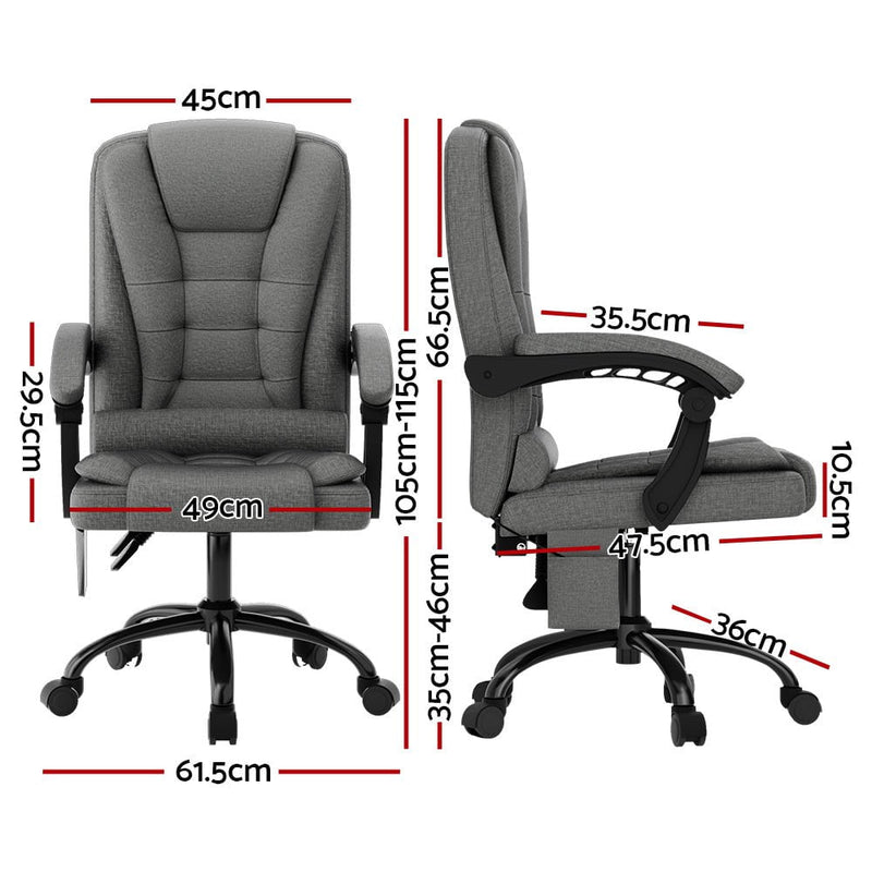 Artiss 2 Point Massage Office Chair Fabric Black Payday Deals