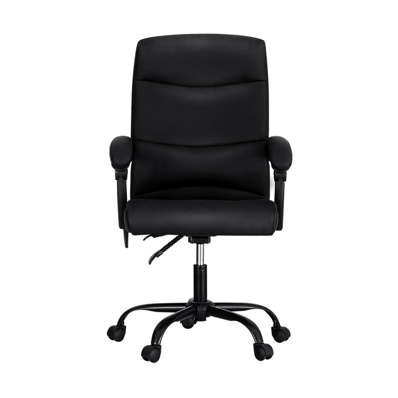 Artiss 2 Point Massage Office Chair PU Leather Black Payday Deals