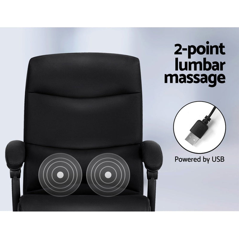 Artiss 2 Point Massage Office Chair PU Leather Black Payday Deals