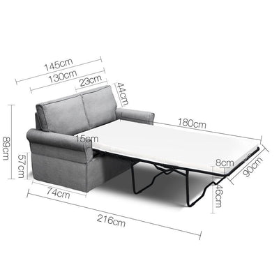 Artiss 2 Seater Folding Sofa Bed - Grey Payday Deals