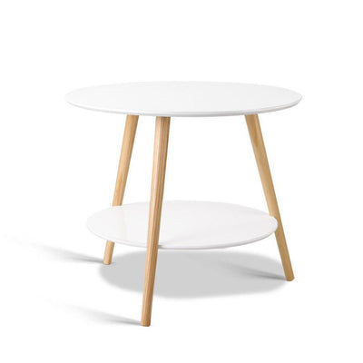 Artiss 2 Tier Side Table - White