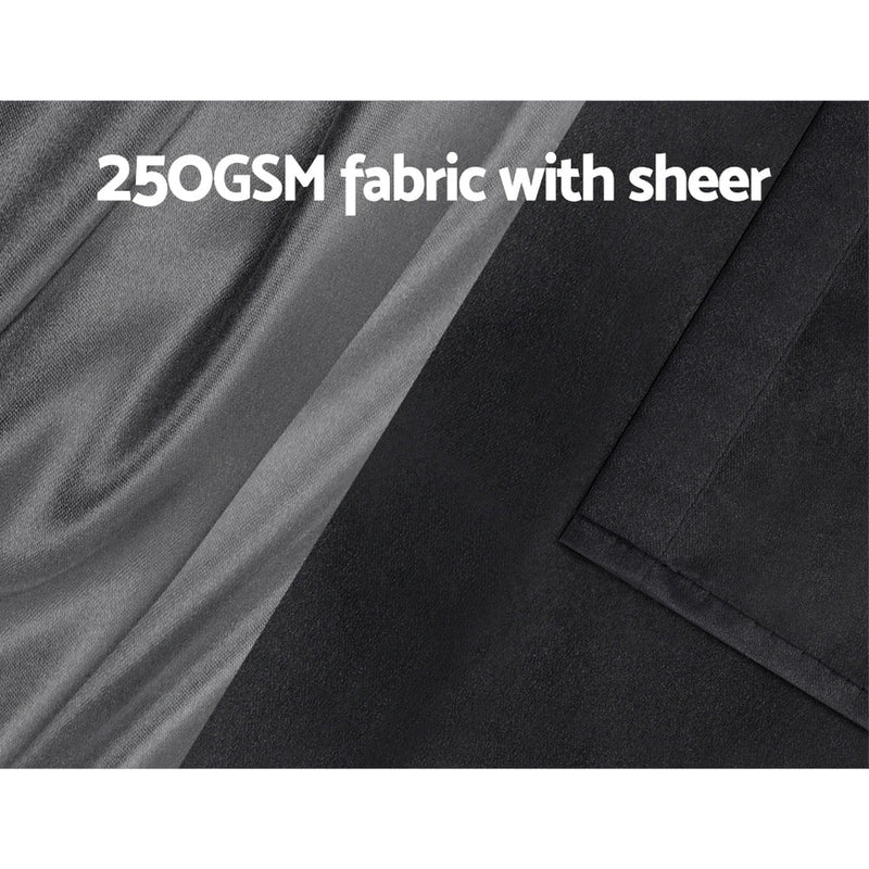 Artiss 2X 132x242cm Blockout Sheer Curtains Black Payday Deals