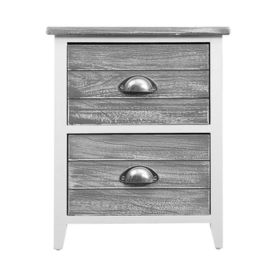 Artiss 2x Bedside Table Nightstands 2 Drawers Storage Cabinet Bedroom Side Grey Payday Deals