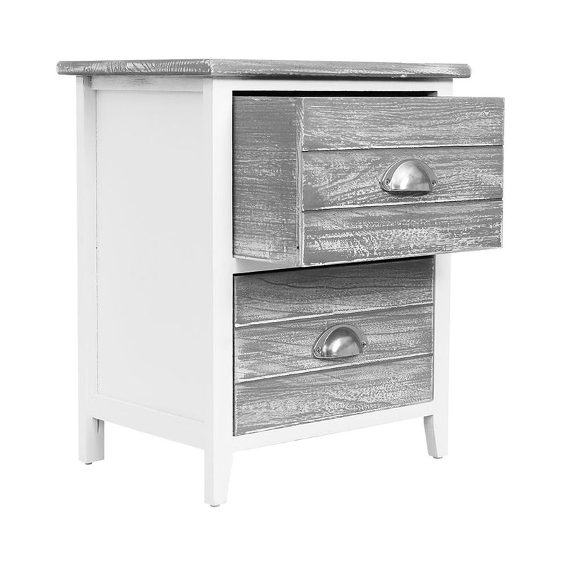 Artiss 2x Bedside Table Nightstands 2 Drawers Storage Cabinet Bedroom Side Grey Payday Deals