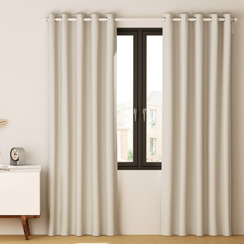 Artiss 2X Blockout Curtains Blackout Window Curtain Eyelet 240x230cm Beige Payday Deals