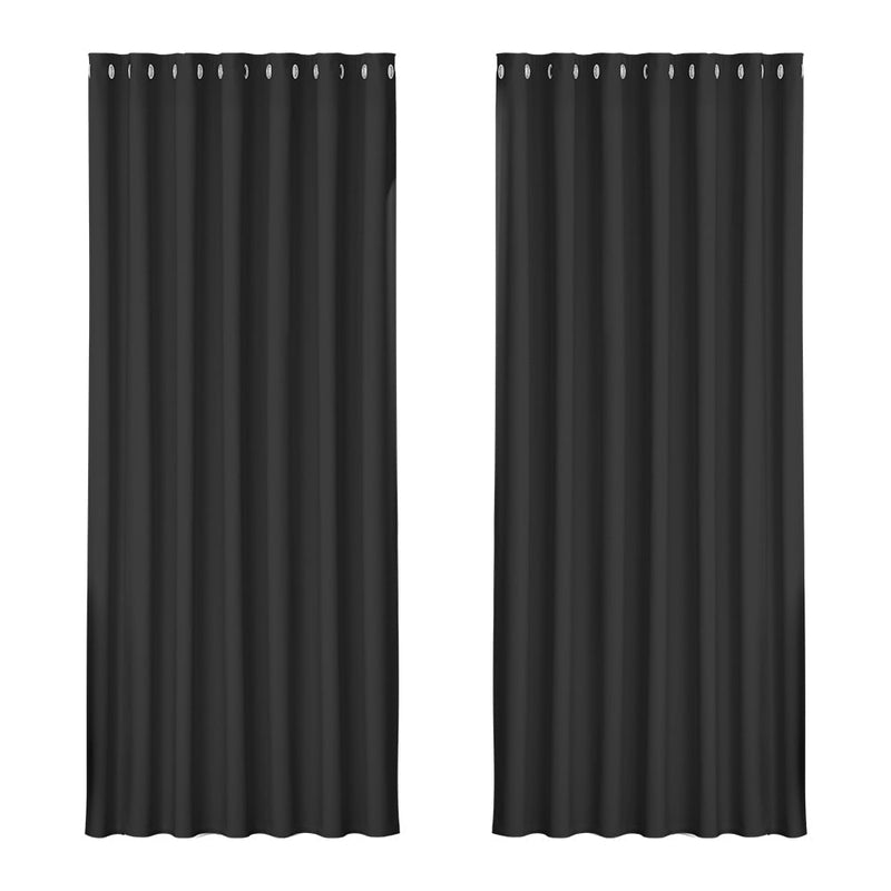 Artiss 2X Blockout Curtains Blackout Window Curtain Eyelet 240x230cm Black Payday Deals