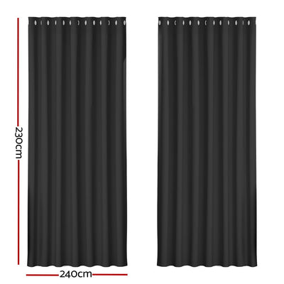 Artiss 2X Blockout Curtains Blackout Window Curtain Eyelet 240x230cm Black Payday Deals