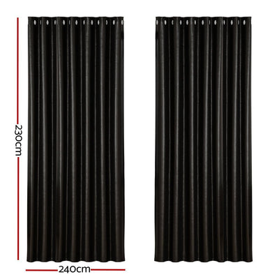 Artiss 2X Blockout Curtains Blackout Window Curtain Eyelet 240x230cm Black Payday Deals