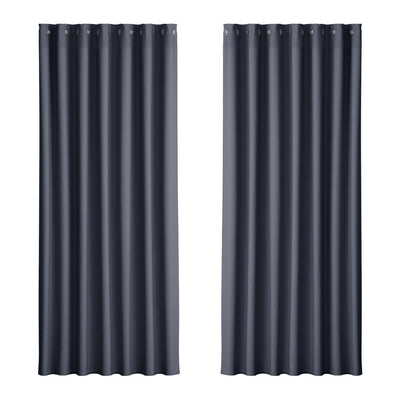 Artiss 2X Blockout Curtains Blackout Window Curtain Eyelet 240x230cm Charcoal