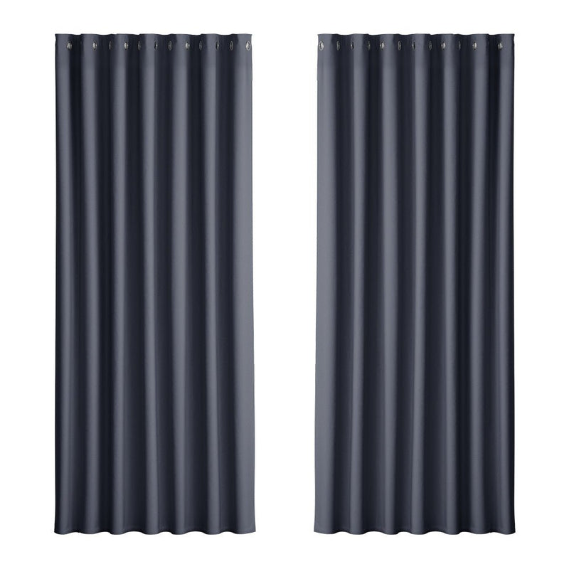 Artiss 2X Blockout Curtains Blackout Window Curtain Eyelet 240x230cm Charcoal Payday Deals