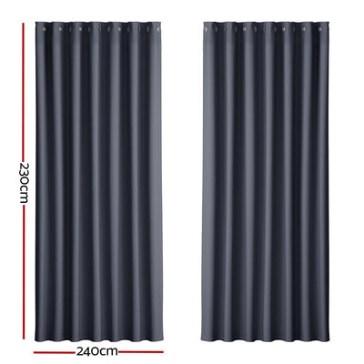 Artiss 2X Blockout Curtains Blackout Window Curtain Eyelet 240x230cm Charcoal Payday Deals