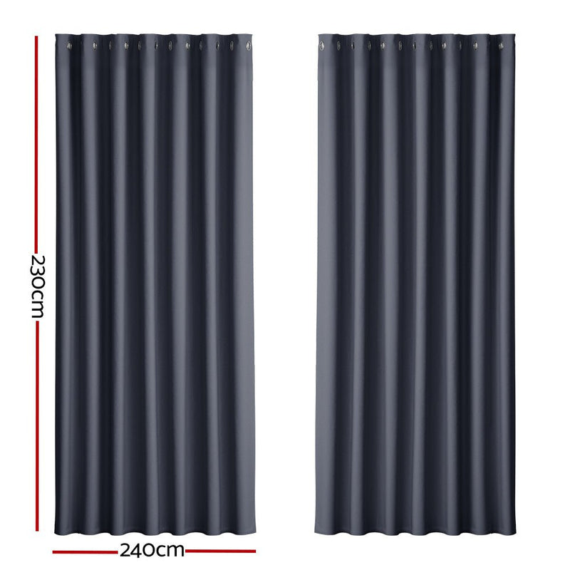 Artiss 2X Blockout Curtains Blackout Window Curtain Eyelet 240x230cm Charcoal Payday Deals