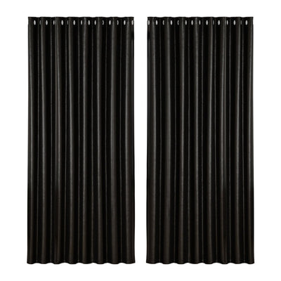 Artiss 2X Blockout Curtains Blackout Window Curtain Eyelet 300x230cm Black