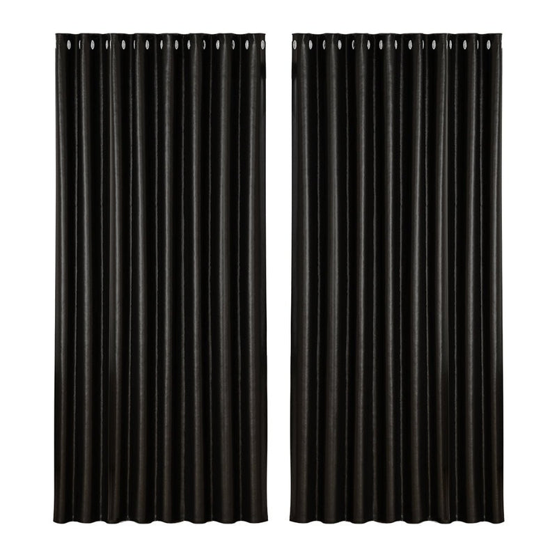 Artiss 2X Blockout Curtains Blackout Window Curtain Eyelet 300x230cm Black Payday Deals