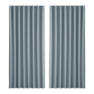 Artiss 2X Blockout Curtains Blackout Window Curtain Eyelet 300x230cm Grey