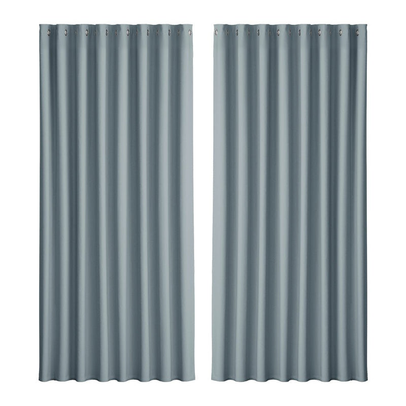 Artiss 2X Blockout Curtains Blackout Window Curtain Eyelet 300x230cm Grey Payday Deals