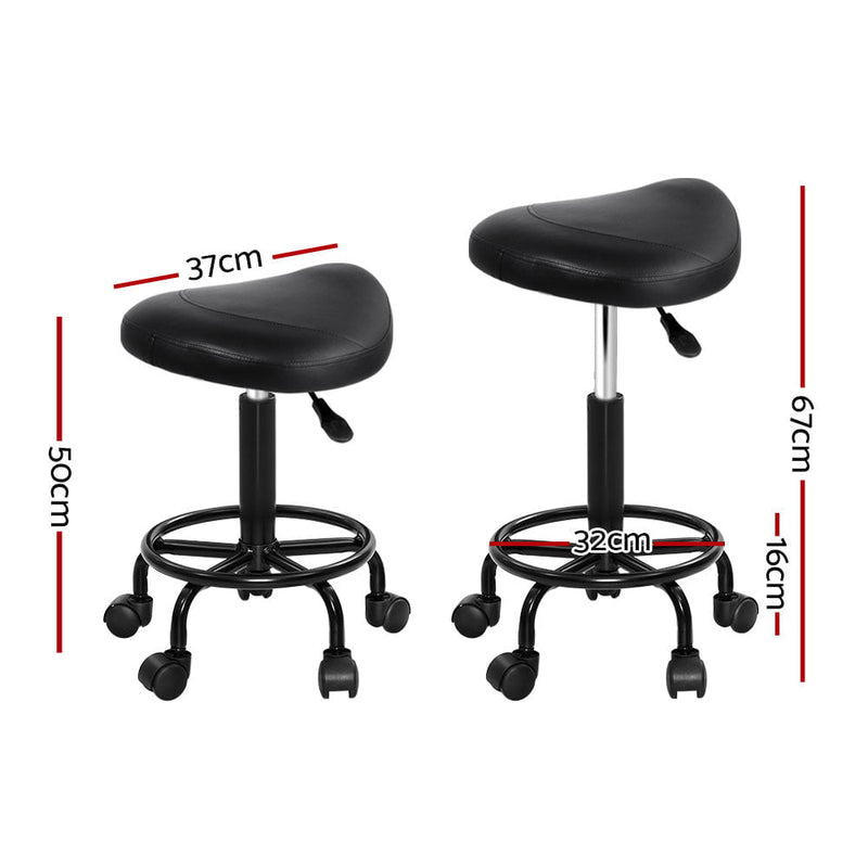 Artiss 2X Saddle Salon Stool Swivel Barber Chairs Bar Stools Hydraulic Lift PU Payday Deals