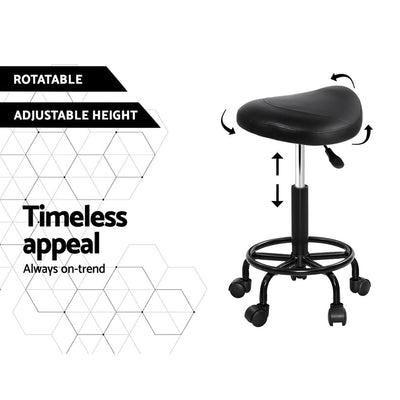 Artiss 2X Saddle Salon Stool Swivel Barber Chairs Bar Stools Hydraulic Lift PU Payday Deals