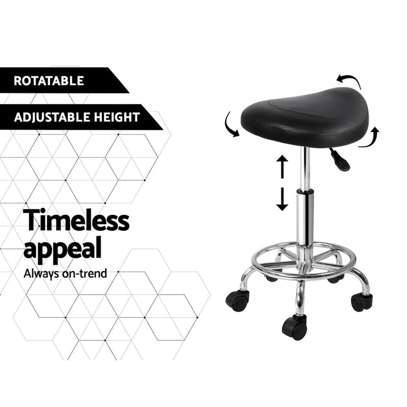 Artiss 2X Saddle Salon Stool Swivel Barber Hair Dress Chair Hydraulic Lift Black Payday Deals