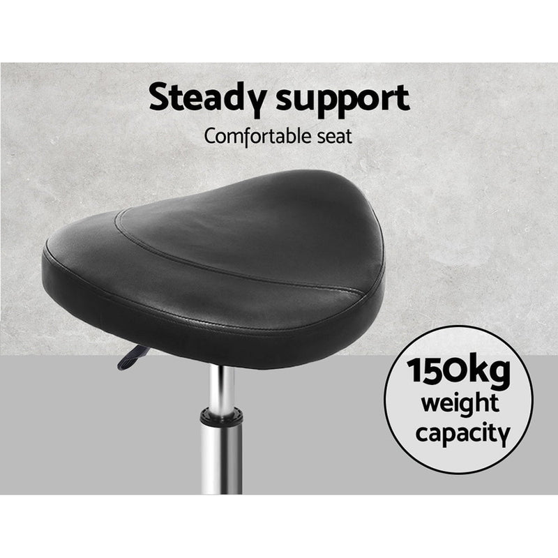 Artiss 2X Saddle Salon Stool Swivel Barber Hair Dress Chair Hydraulic Lift Black Payday Deals