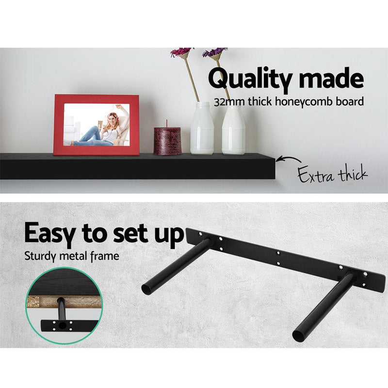 Artiss 3 Piece Floating Wall Shelves - Black Payday Deals