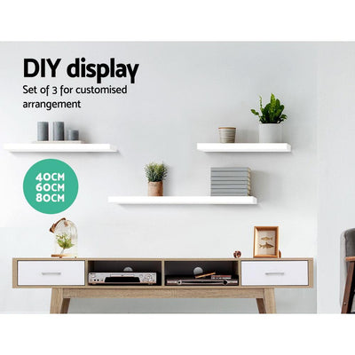Artiss 3 Piece Floating Wall Shelves - White Payday Deals