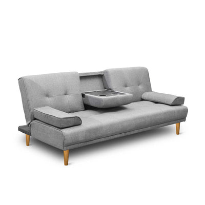 Artiss 3 Seater Fabric Sofa Bed - Grey Payday Deals