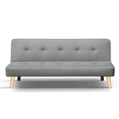 Artiss 3 Seater Fabric Sofa Bed - Light Grey