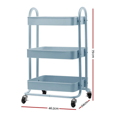 Artiss 3 Tier Kitchen Trolley Cart Utility Rolling Storage Shelf Rack Portable