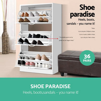 Artiss 3 Tier Shoe Cabinet - White Payday Deals