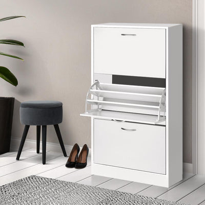 Artiss 3 Tier Shoe Cabinet - White Payday Deals