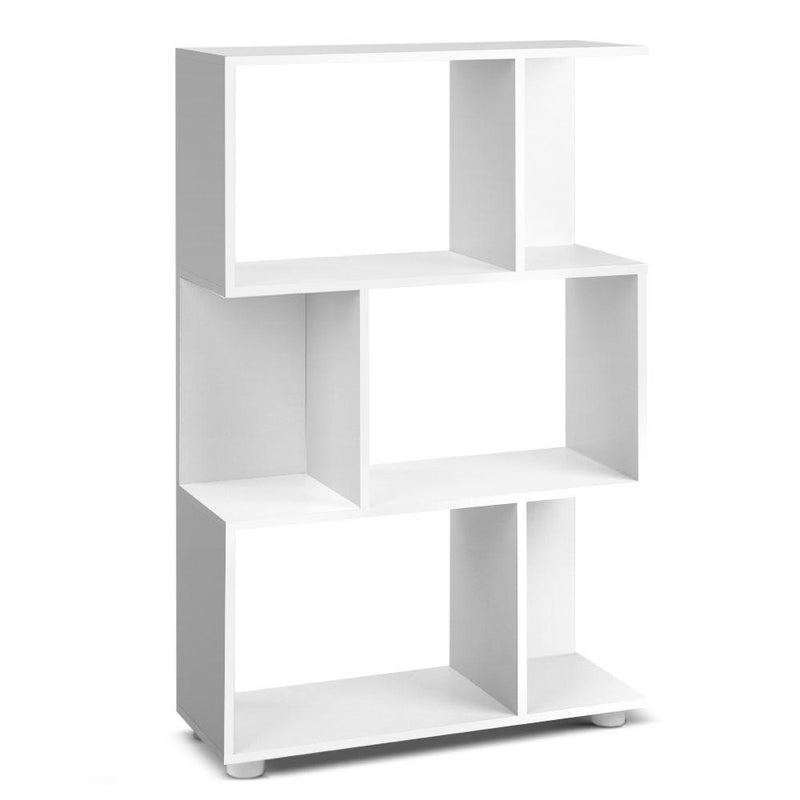 Artiss 3 Tier Zig Zag Bookshelf - White Payday Deals