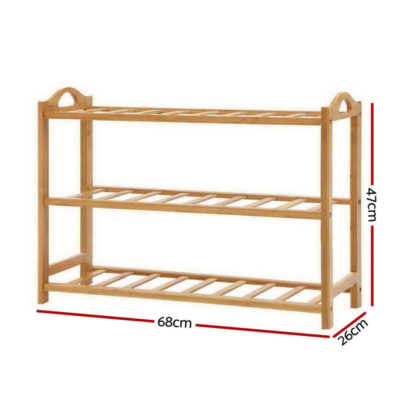 Artiss 3 Tiers Bamboo Shoe Rack Storage Organiser Wooden Shelf Stand Shelves Payday Deals