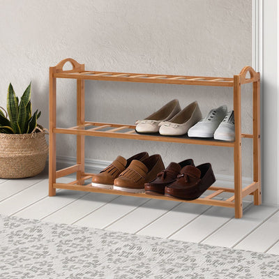 Artiss 3 Tiers Bamboo Shoe Rack Storage Organiser Wooden Shelf Stand Shelves Payday Deals