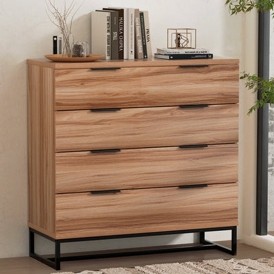 Artiss 4 Chest of Drawers Cabinet Dresser Table Tallboy Storage Bedroom Rust Oak Payday Deals