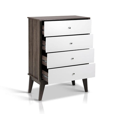 Artiss Tallboy 4 Chest of Drawers Dresser Table Storage Cabinet Bedroom Wooden