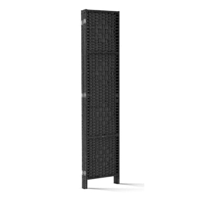 Artiss 4 Panel Room Divider Privacy Screen Rattan Woven Wood Stand Black Payday Deals