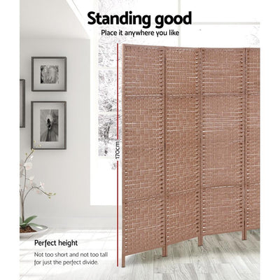Artiss 4 Panel Room Divider Screen Privacy Rattan Timber Foldable Dividers Stand Hand Woven Payday Deals