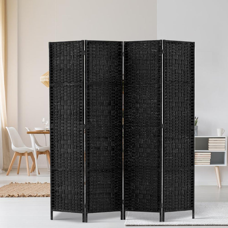 Artiss 4 Panel Room Divider Screen Privacy Timber Foldable Dividers Stand Black Payday Deals