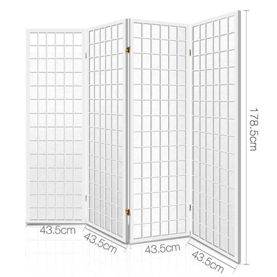 Artiss 4 Panel Wooden Room Divider - White Payday Deals