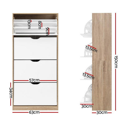 Artiss 48 Pairs Shoe Cabinet Rack Organiser Storage Shelf Wooden Payday Deals