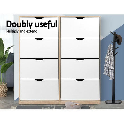 Artiss 48 Pairs Shoe Cabinet Rack Organiser Storage Shelf Wooden Payday Deals
